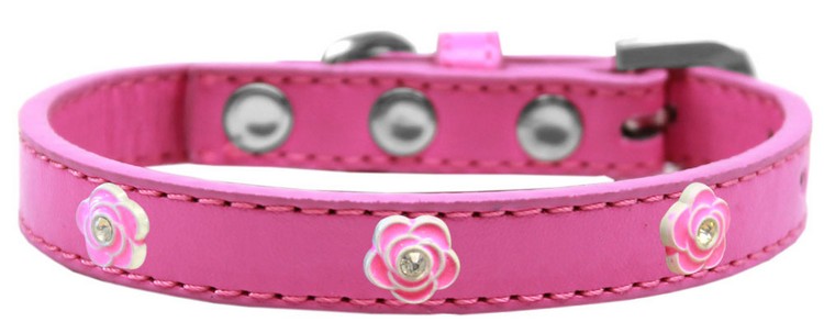 Bright Pink Rose Widget Dog Collar Bright Pink Size 14